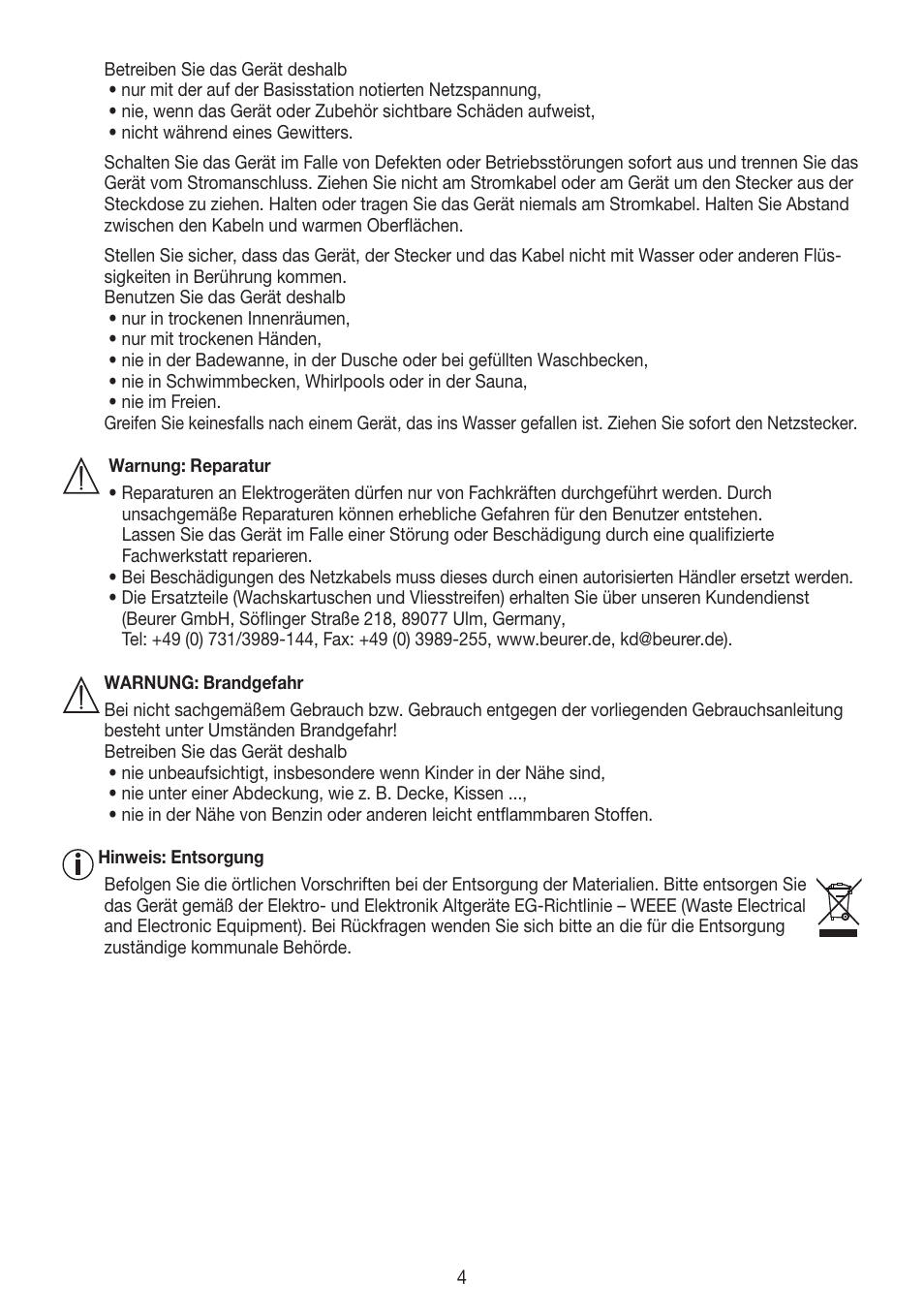 Beurer HLE 40 User Manual | Page 4 / 60