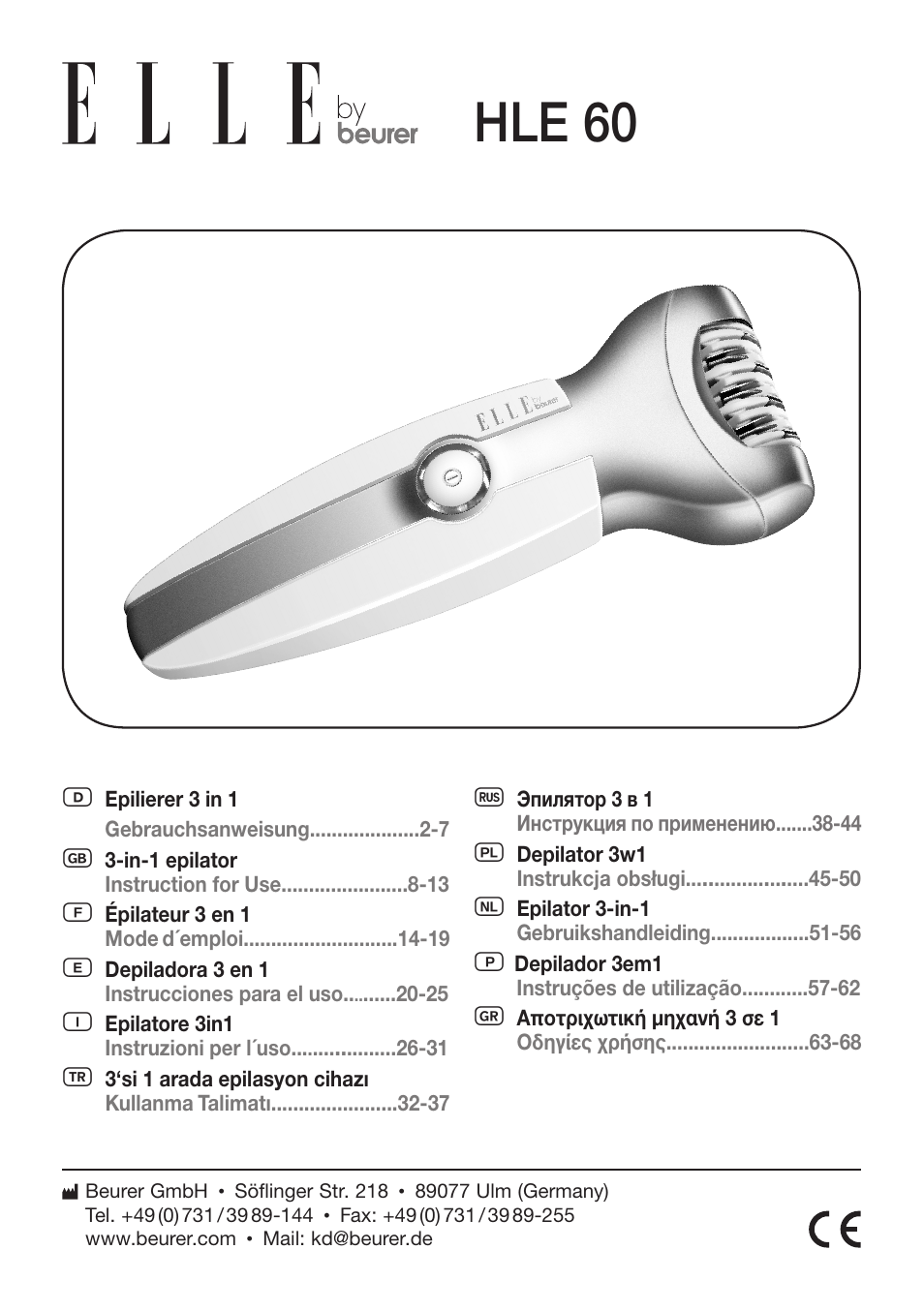 Beurer HLE 60 User Manual | 68 pages