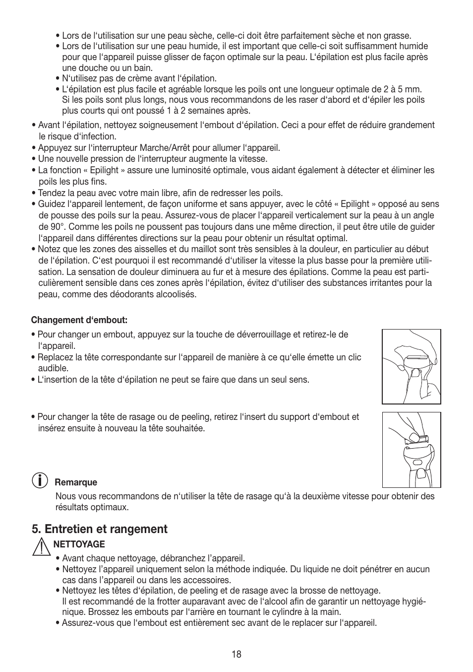 Entretien et rangement | Beurer HLE 60 User Manual | Page 18 / 68