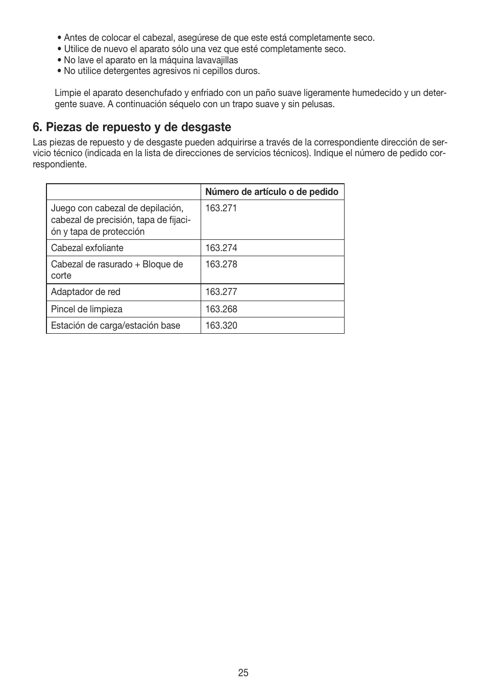 Piezas de repuesto y de desgaste | Beurer HLE 60 User Manual | Page 25 / 68