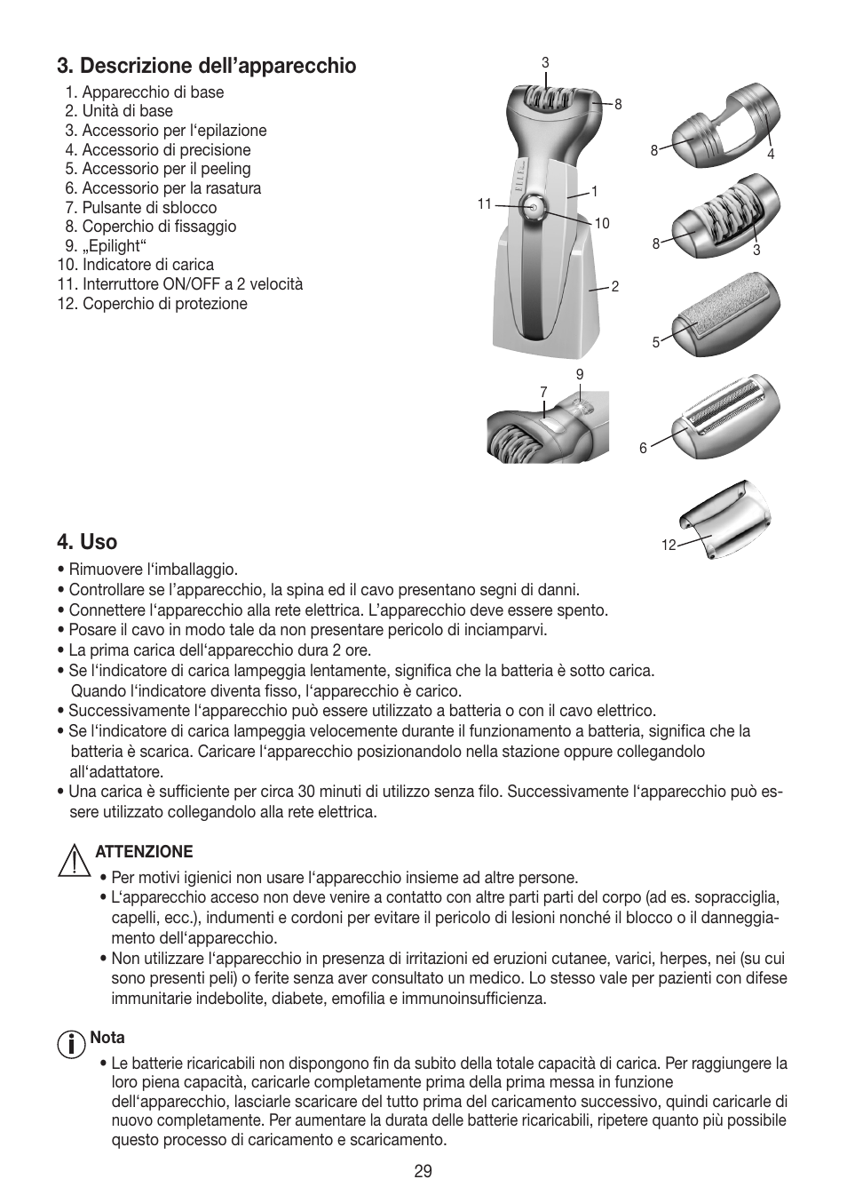 Descrizione dell’apparecchio | Beurer HLE 60 User Manual | Page 29 / 68