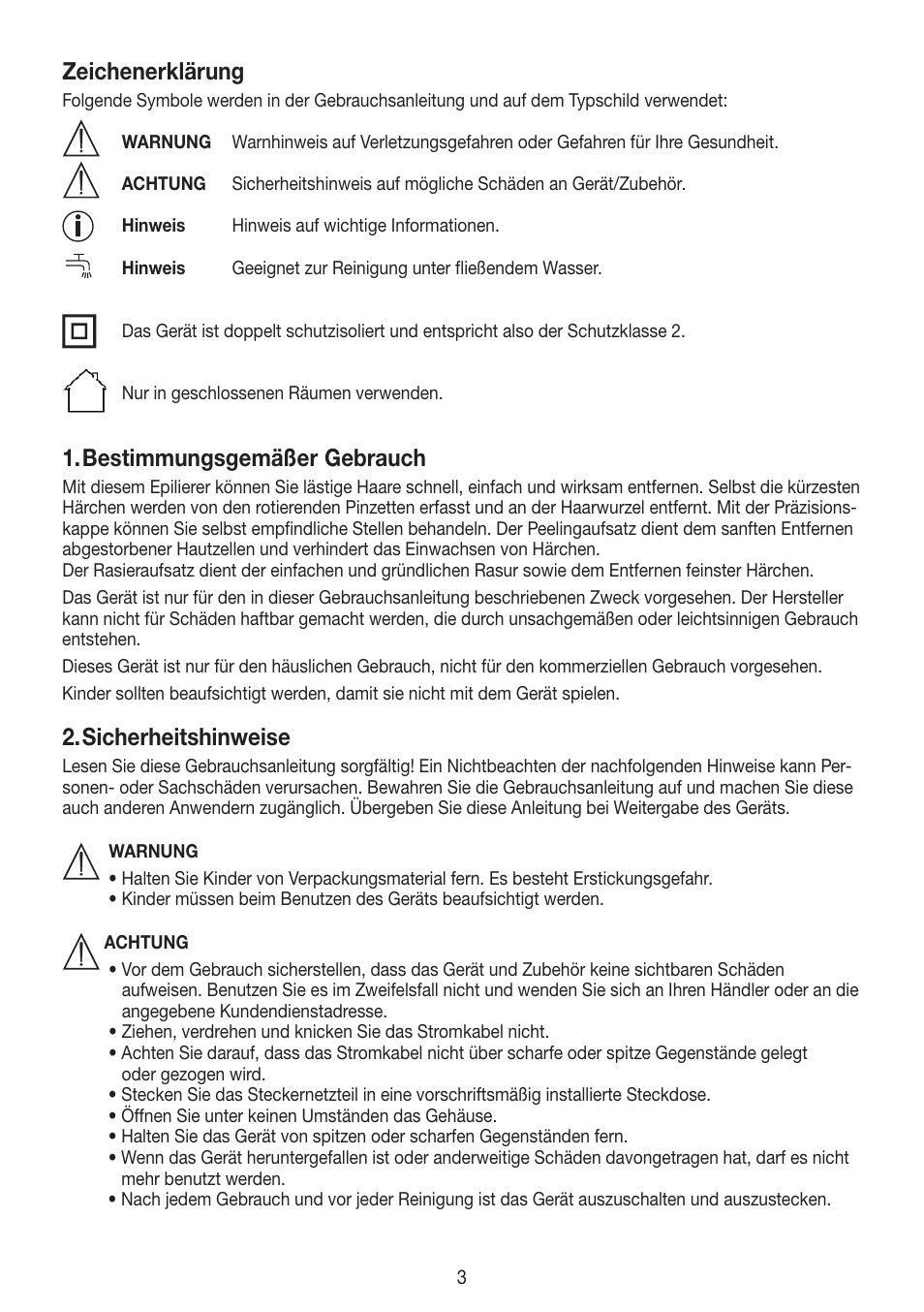 Zeichenerklärung, Bestimmungsgemäßer gebrauch, Sicherheitshinweise | Beurer HLE 60 User Manual | Page 3 / 68