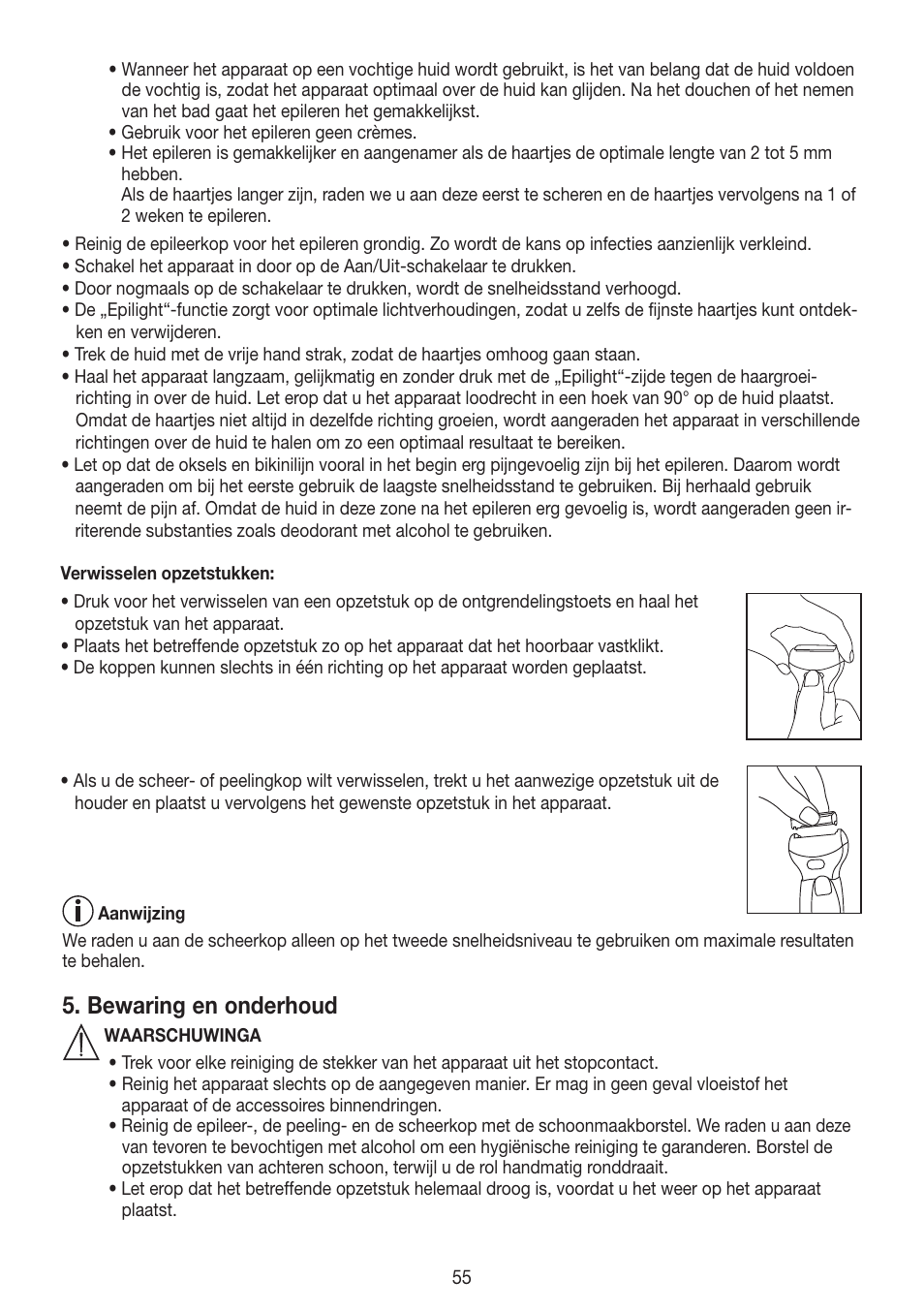 Bewaring en onderhoud | Beurer HLE 60 User Manual | Page 55 / 68