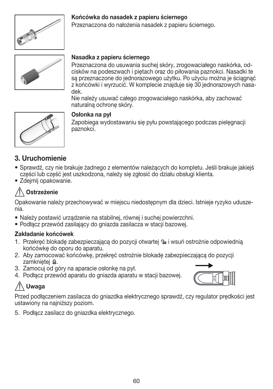 Uruchomienie | Beurer MPE 100 User Manual | Page 60 / 88