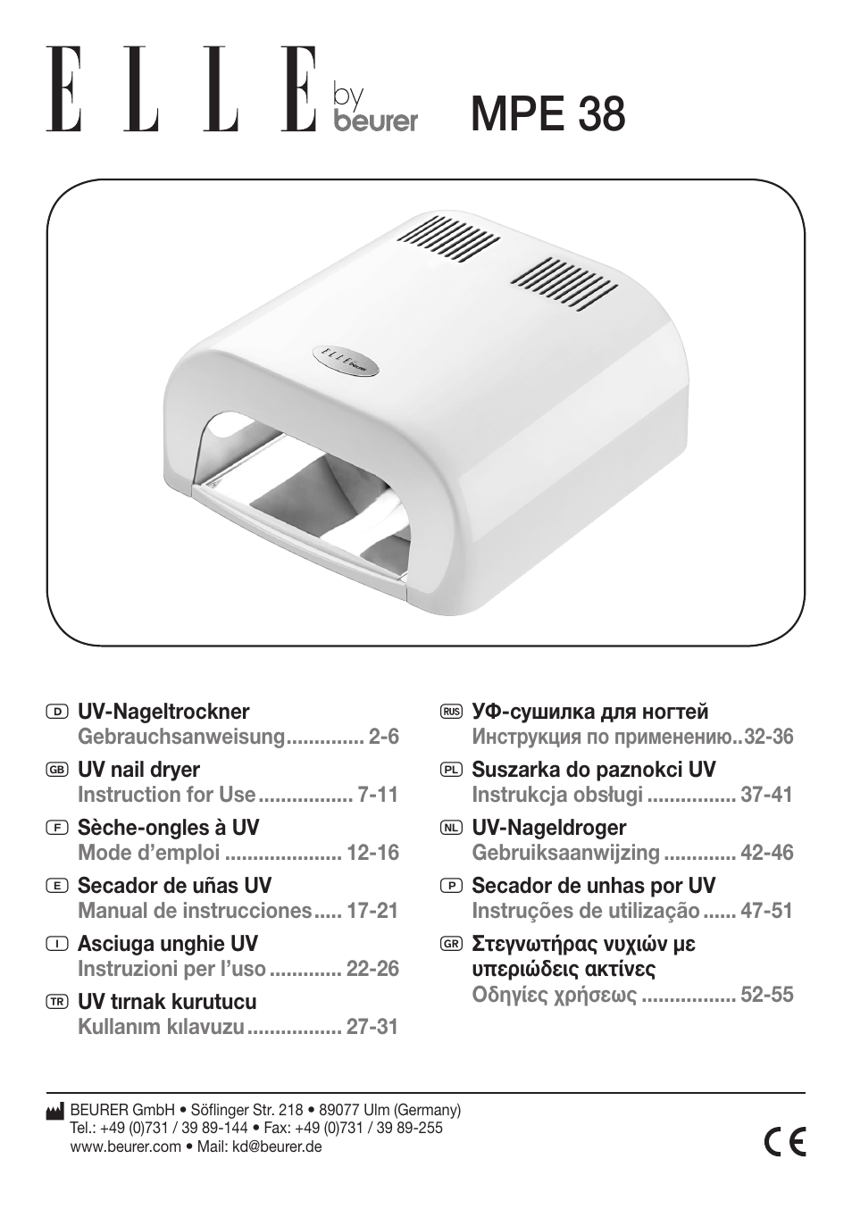 Beurer MPE 38 User Manual | 56 pages