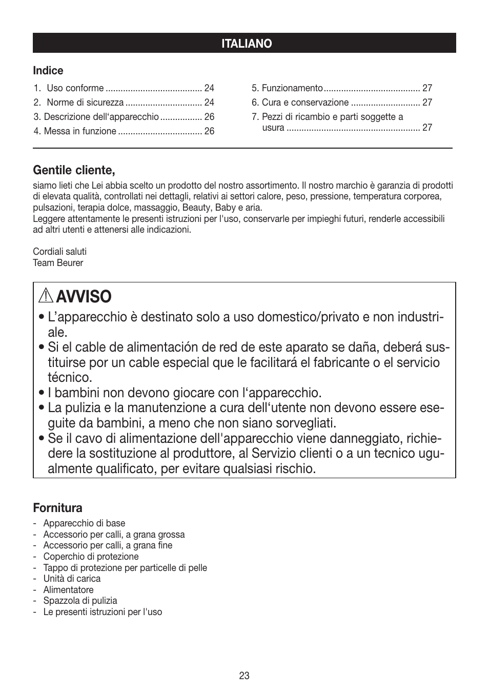 Avviso | Beurer MPE 50 User Manual | Page 23 / 58