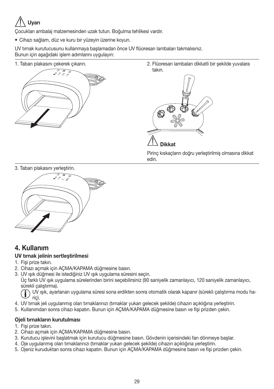 Kullanım | Beurer MPE 58 User Manual | Page 29 / 56