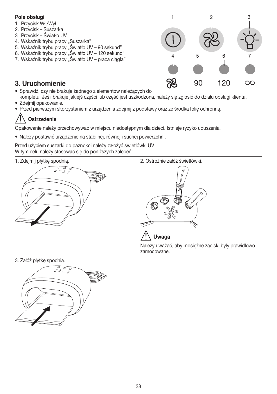 Uruchomienie | Beurer MPE 58 User Manual | Page 38 / 56