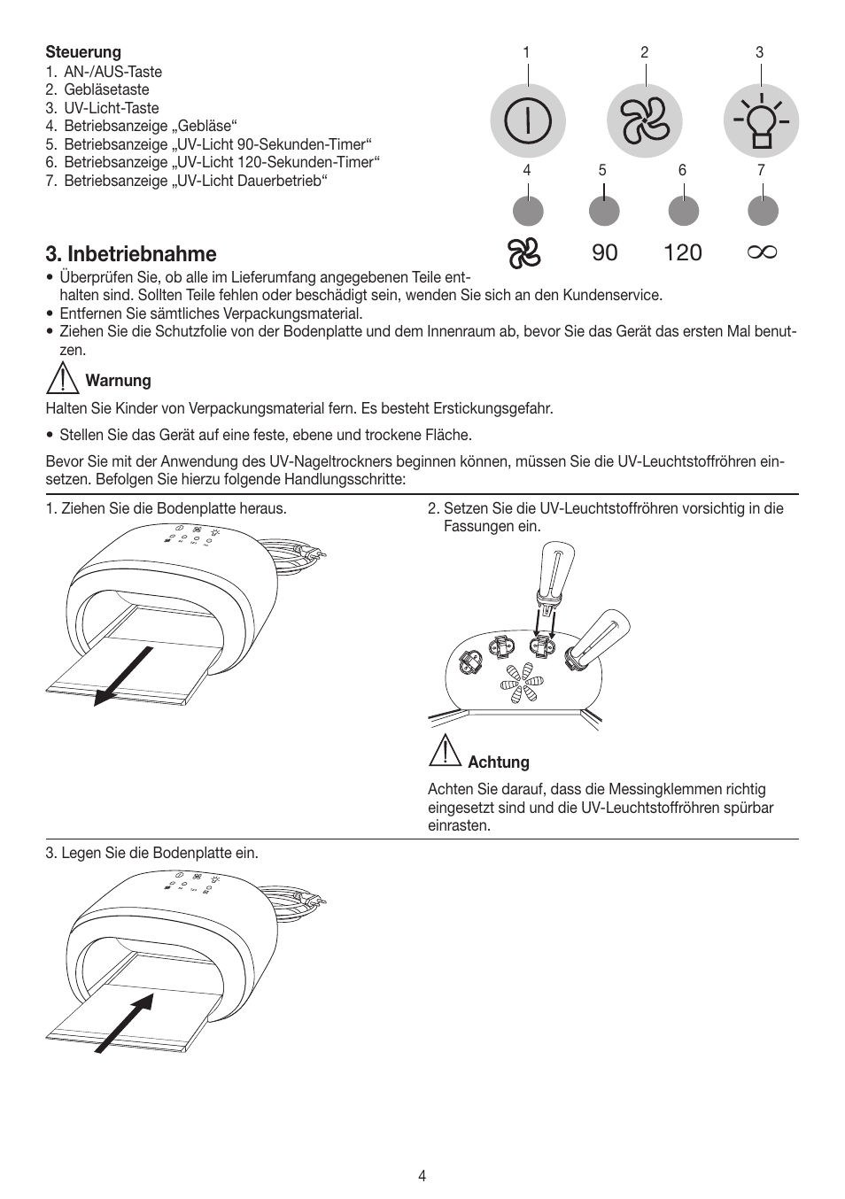 Inbetriebnahme | Beurer MPE 58 User Manual | Page 4 / 56