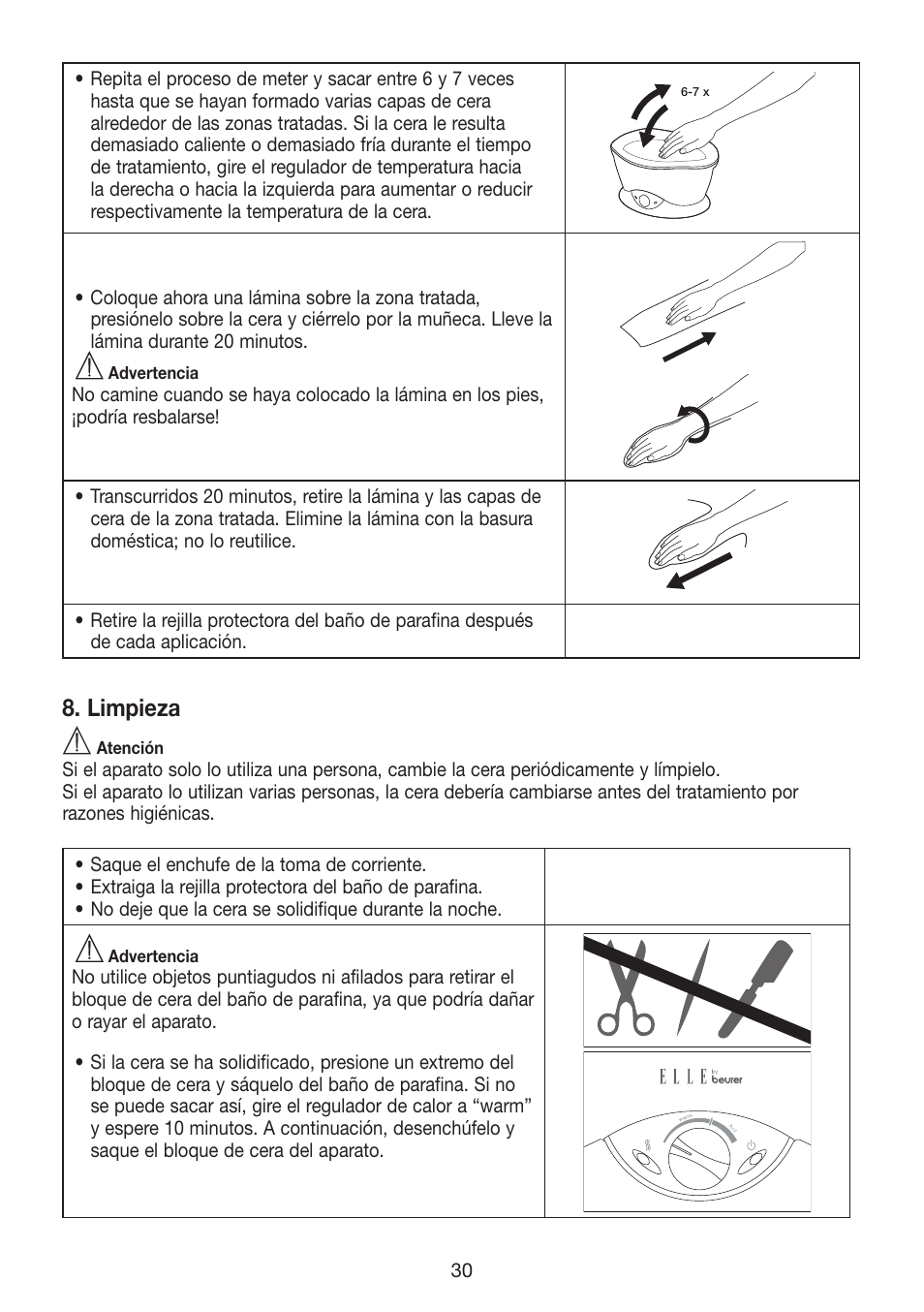 Limpieza | Beurer MPE 70 User Manual | Page 30 / 84