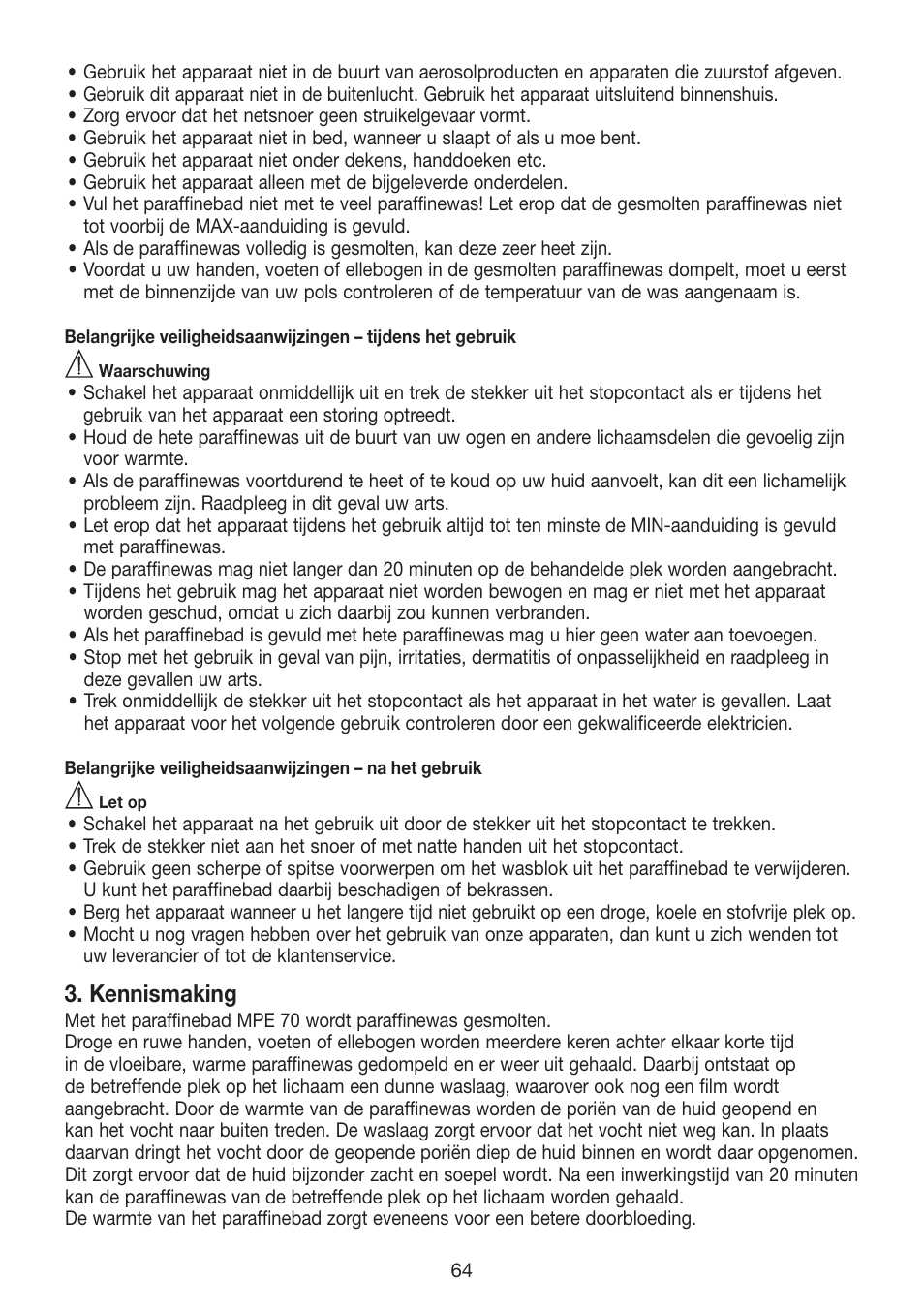 Kennismaking | Beurer MPE 70 User Manual | Page 64 / 84
