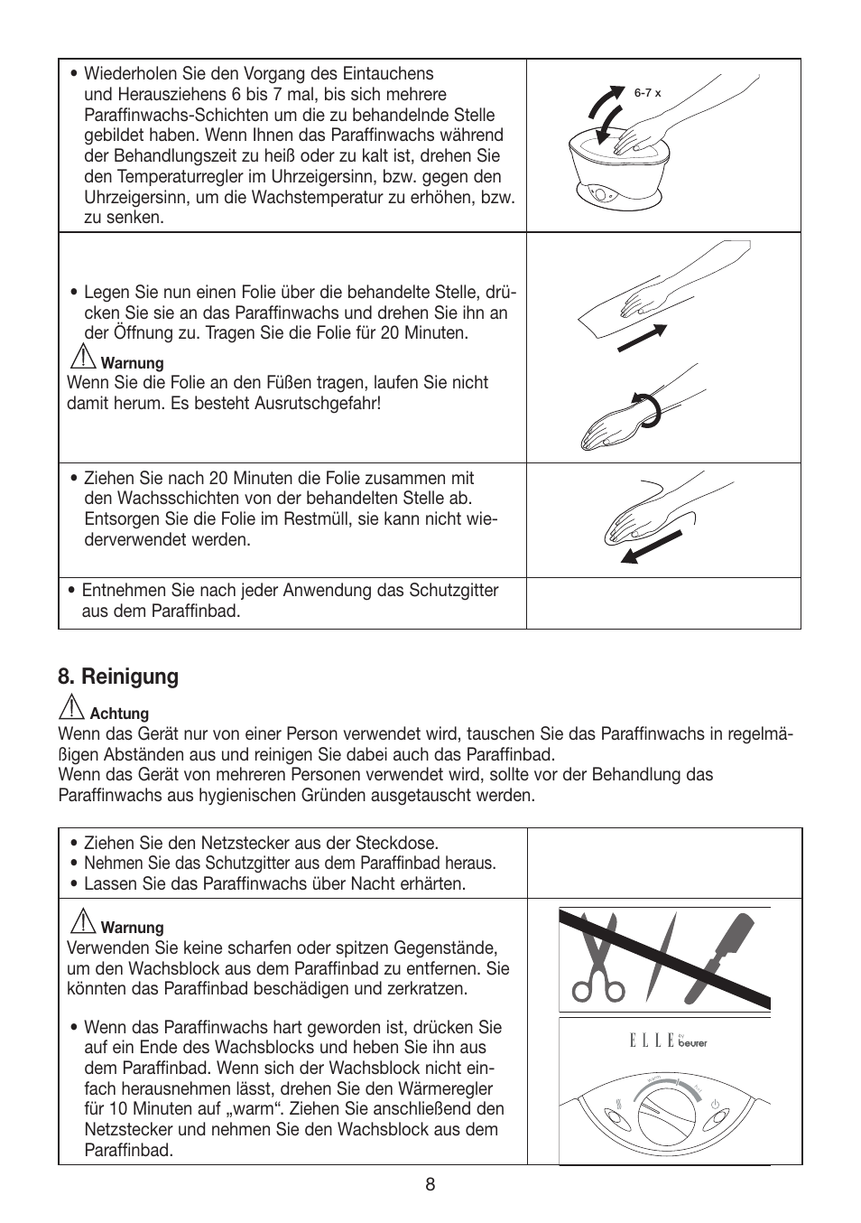 Reinigung | Beurer MPE 70 User Manual | Page 8 / 84