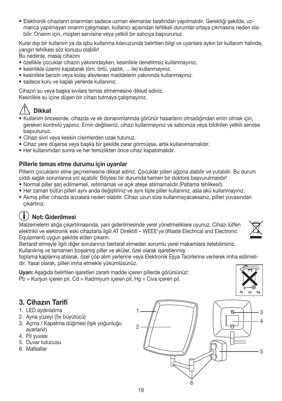 Cihazın tarifi | Beurer BS 89 User Manual | Page 19 / 36