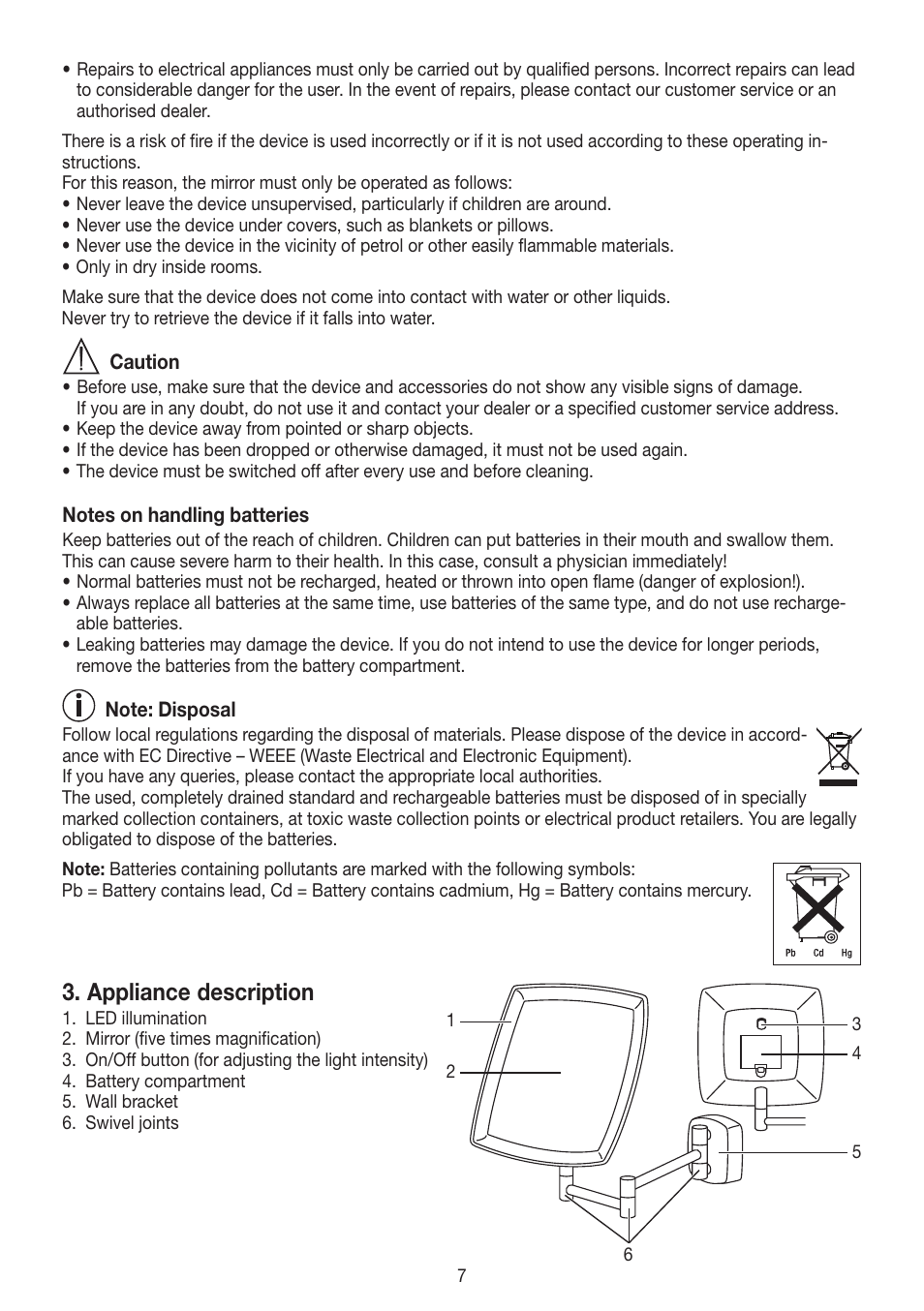 Appliance description | Beurer BS 89 User Manual | Page 7 / 36