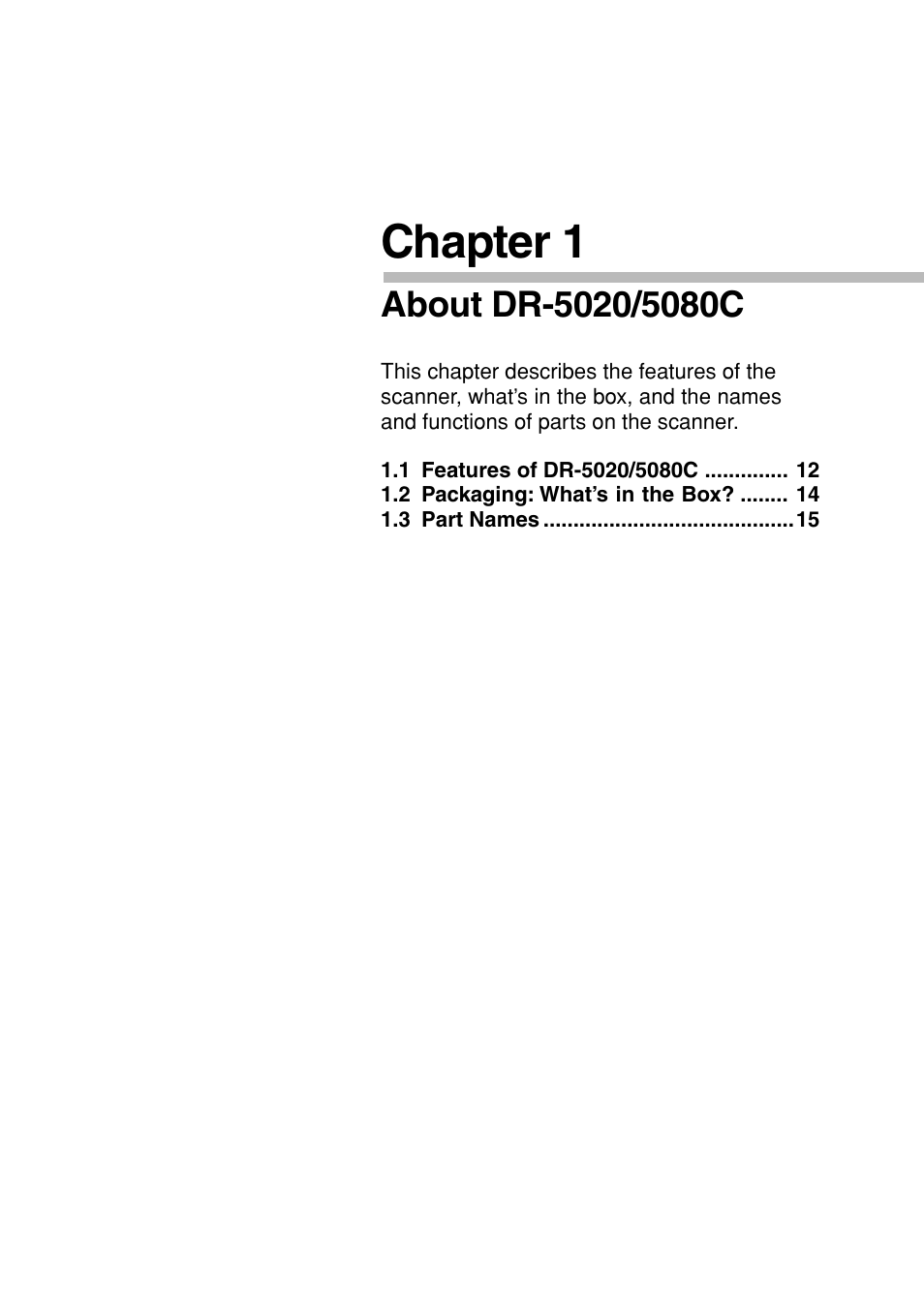 Chapter 1 | Canon DR-5020 User Manual | Page 12 / 95