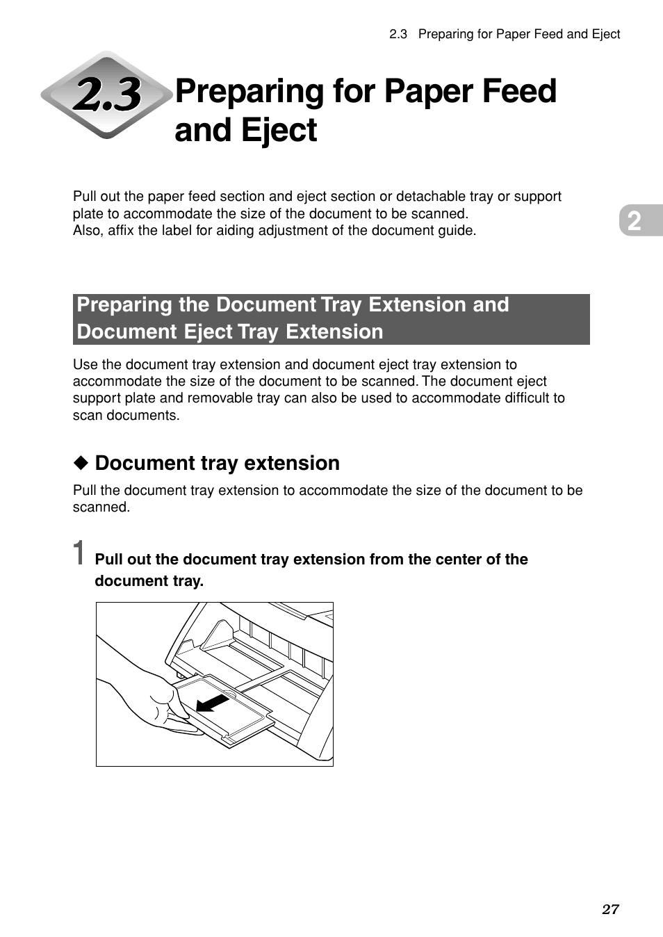 Preparing for paper feed and eject | Canon DR-5020 User Manual | Page 28 / 95