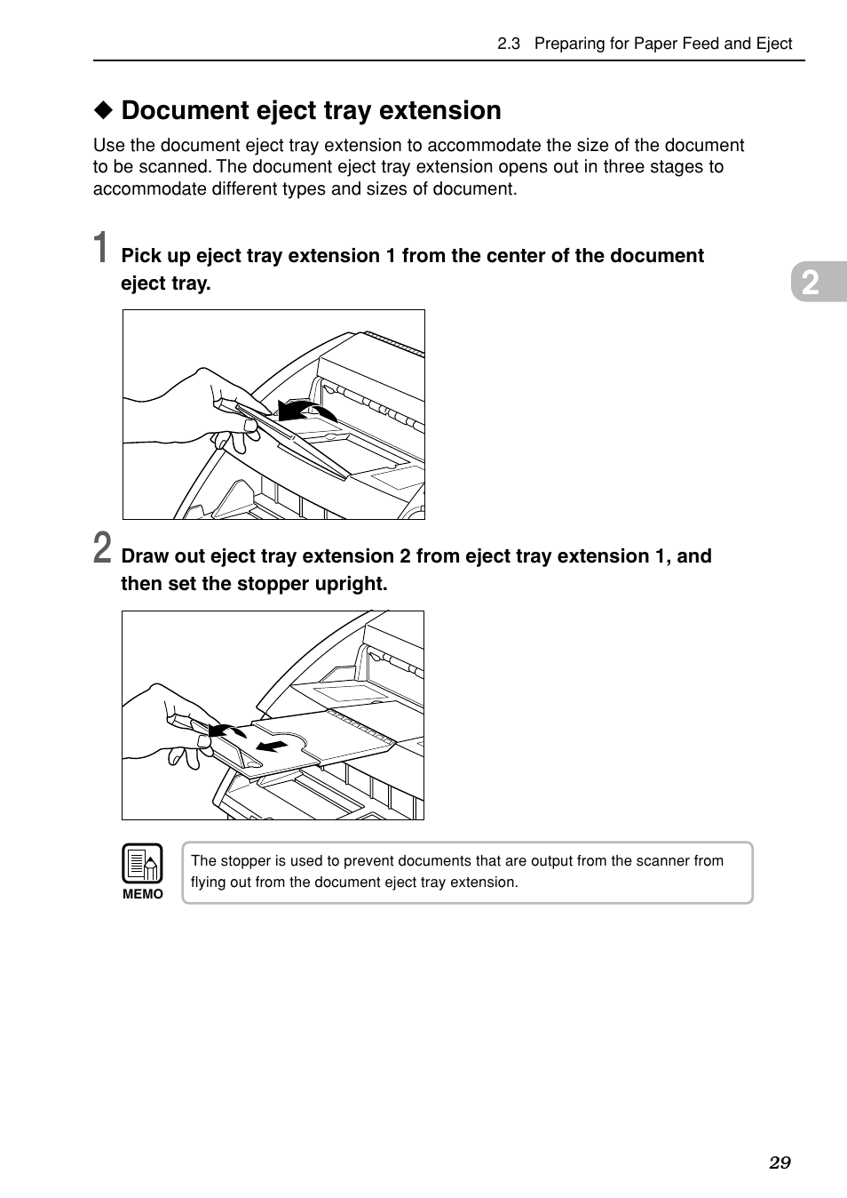 Document eject tray extension | Canon DR-5020 User Manual | Page 30 / 95