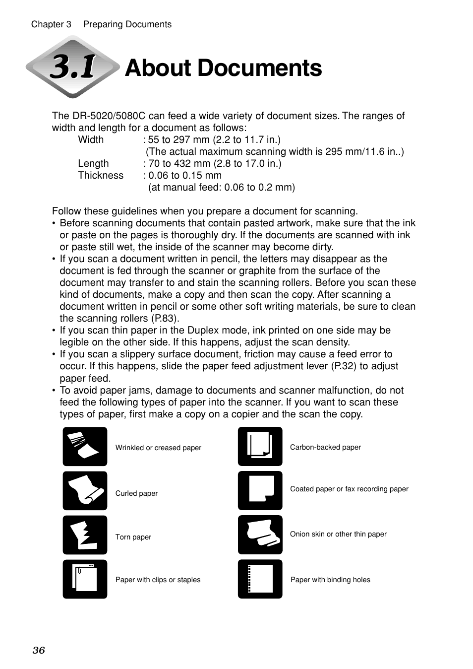 About documents | Canon DR-5020 User Manual | Page 37 / 95