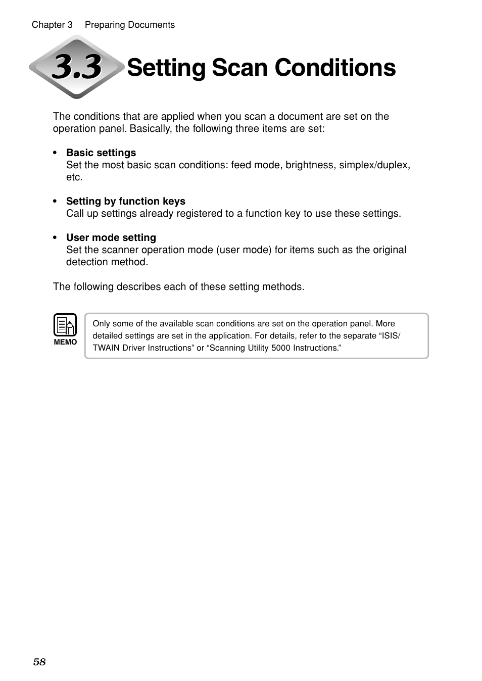 Setting scan conditions | Canon DR-5020 User Manual | Page 59 / 95