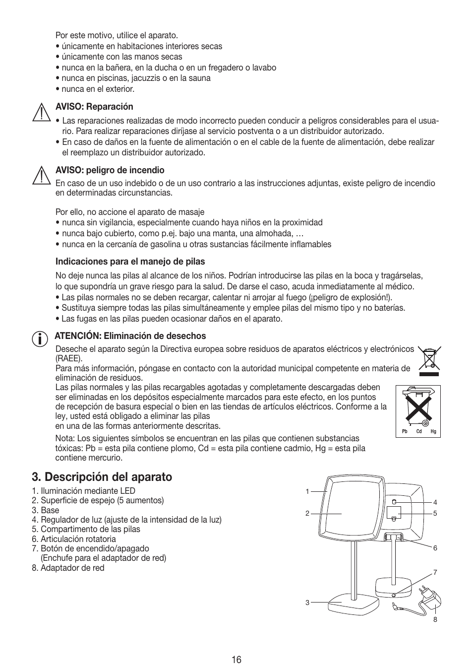 Descripción del aparato | Beurer BS 99 User Manual | Page 16 / 48