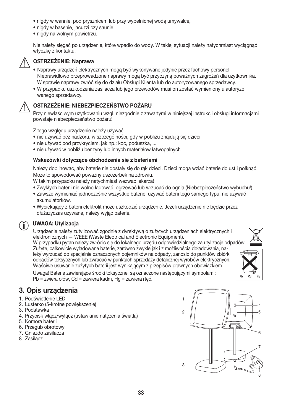 Opis urządzenia | Beurer BS 99 User Manual | Page 33 / 48