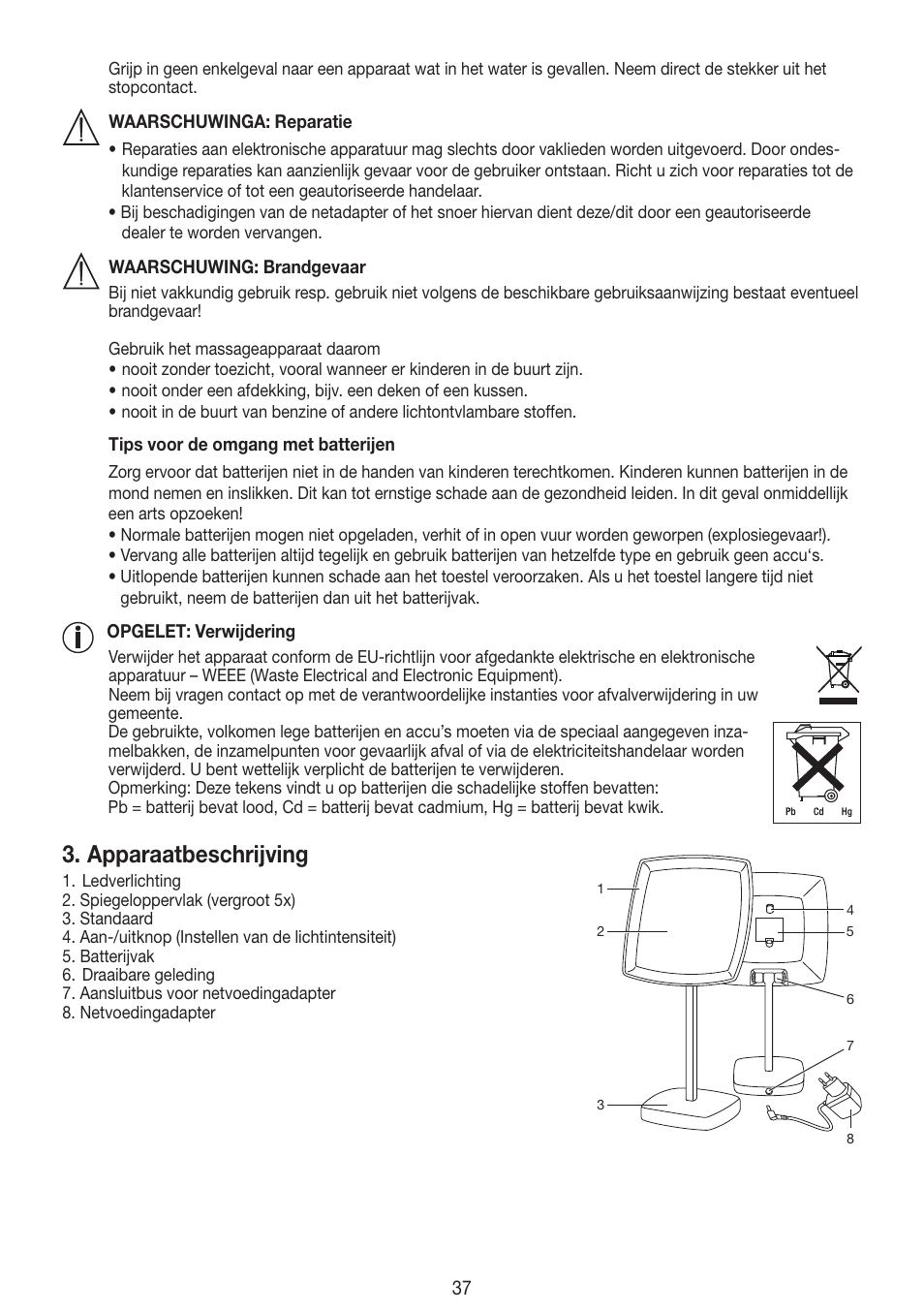 Apparaatbeschrijving | Beurer BS 99 User Manual | Page 37 / 48