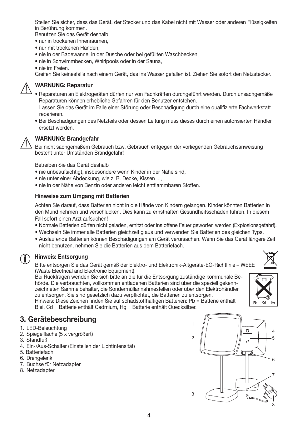 Gerätebeschreibung | Beurer BS 99 User Manual | Page 4 / 48