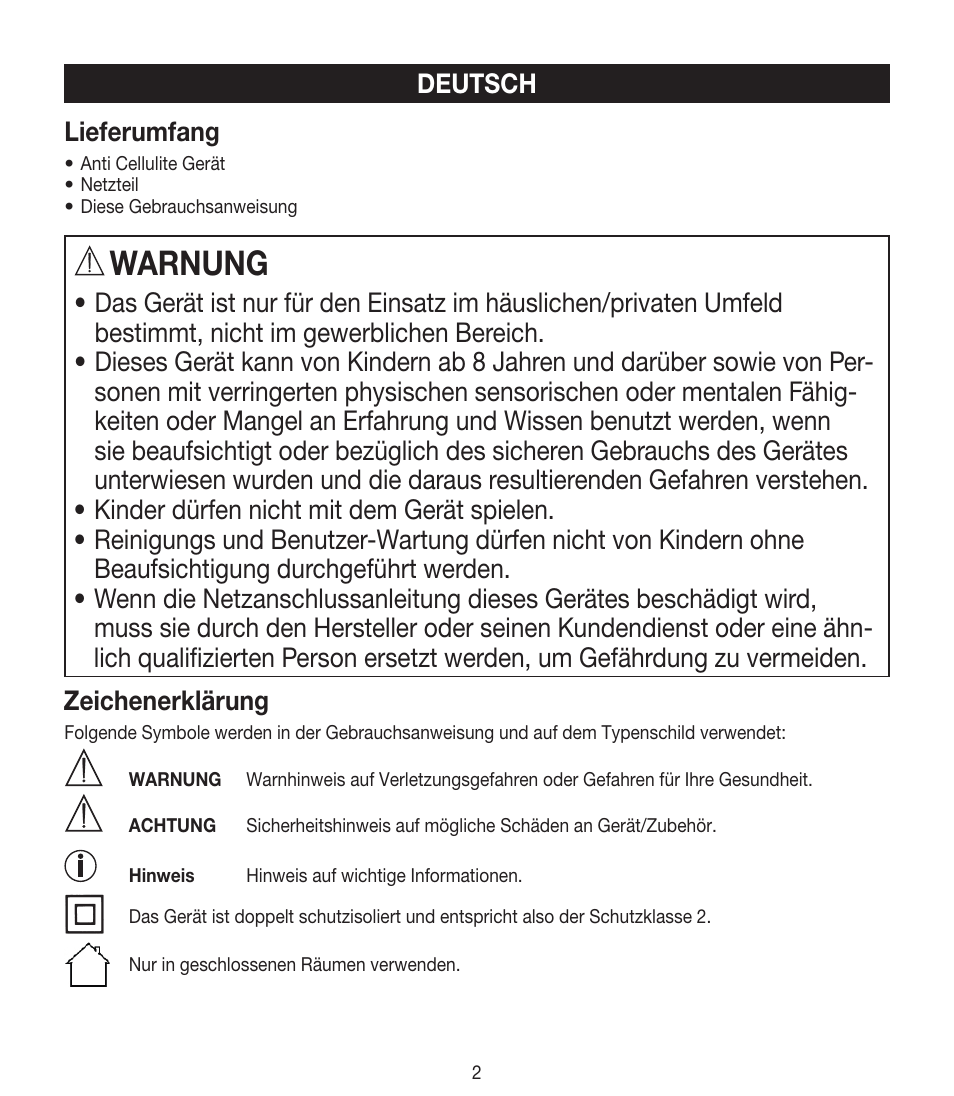 Warnung | Beurer CM 50 User Manual | Page 2 / 48