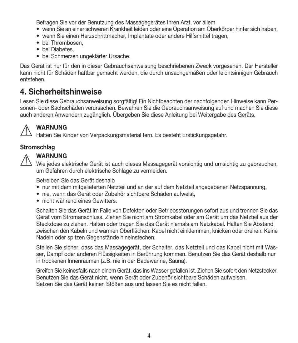 Sicherheitshinweise | Beurer CM 50 User Manual | Page 4 / 48