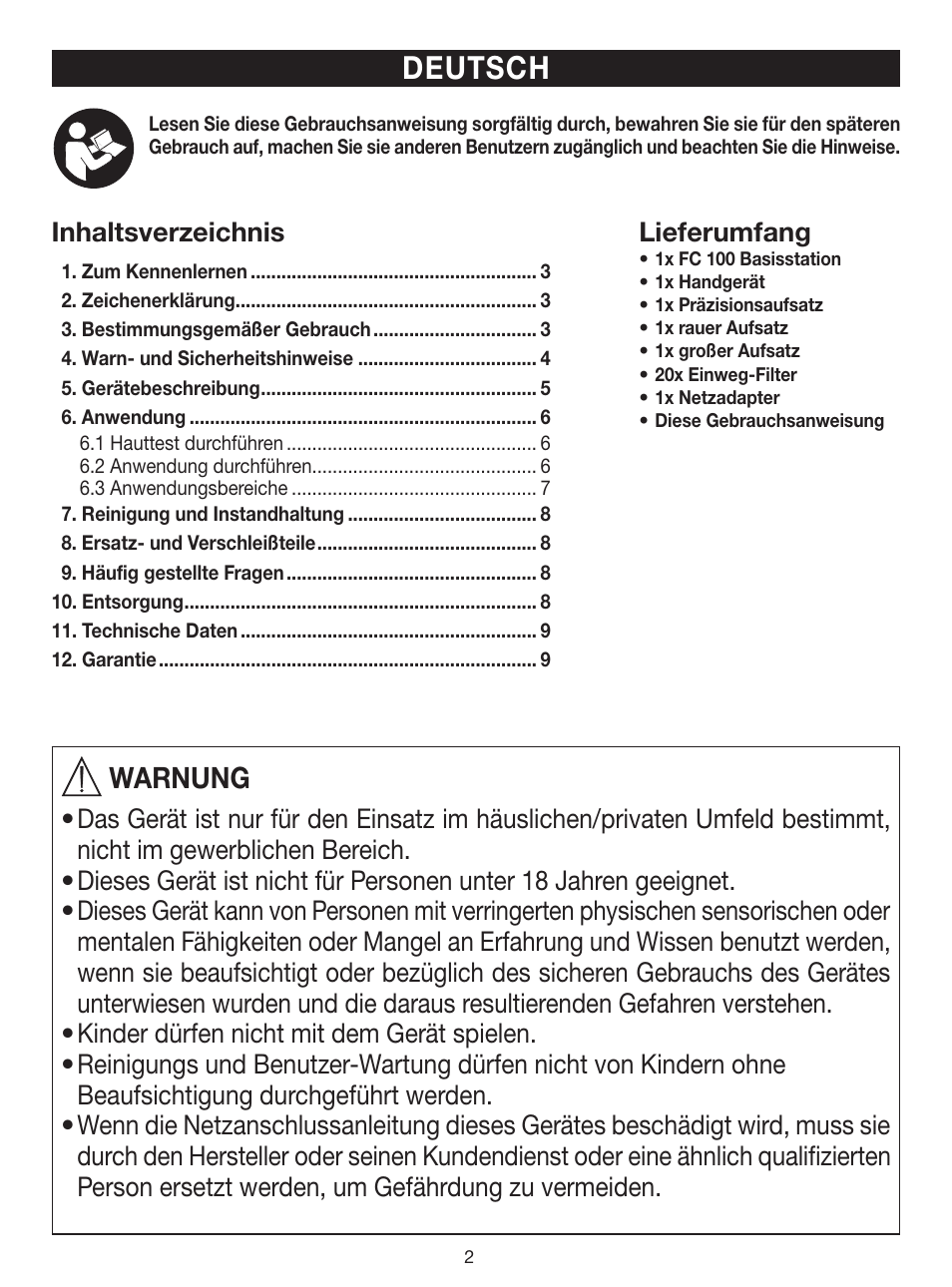 Beurer FC 100 User Manual | Page 2 / 64