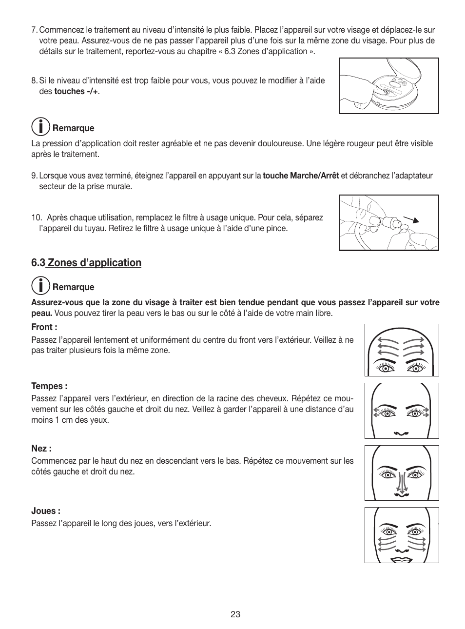 3 zones d’application | Beurer FC 100 User Manual | Page 23 / 64