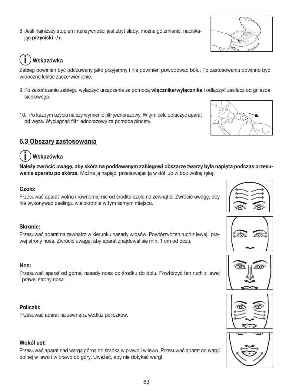 3 obszary zastosowania | Beurer FC 100 User Manual | Page 63 / 64