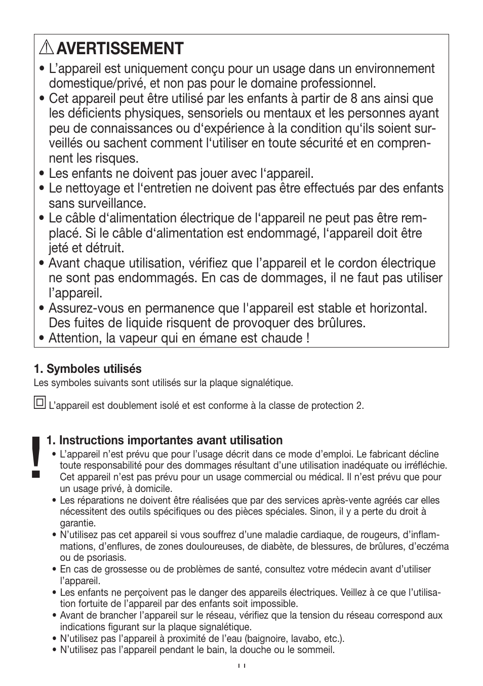 Avertissement | Beurer FS 50 User Manual | Page 11 / 48