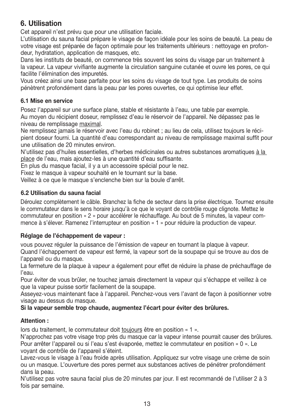Utilisation | Beurer FS 50 User Manual | Page 13 / 48