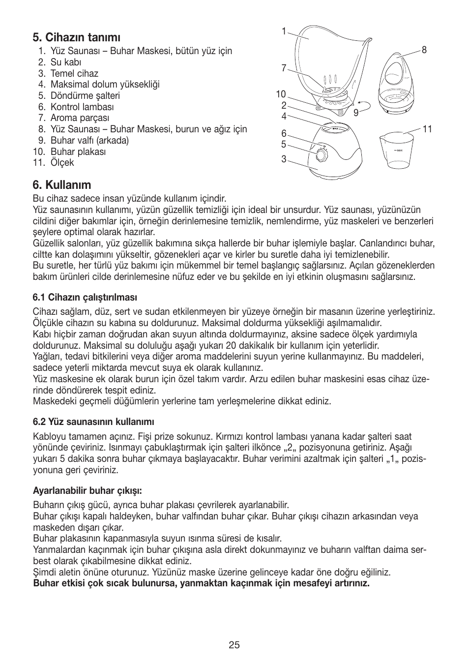 Cihazın tanımı, Kullanım | Beurer FS 50 User Manual | Page 25 / 48