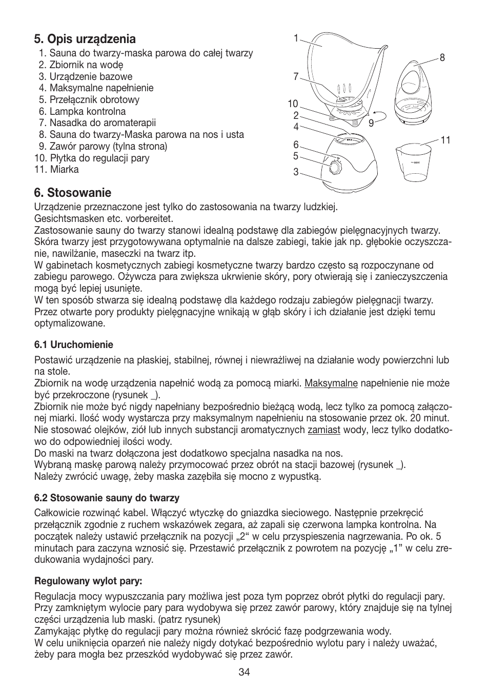 Opis urządzenia, Stosowanie | Beurer FS 50 User Manual | Page 34 / 48