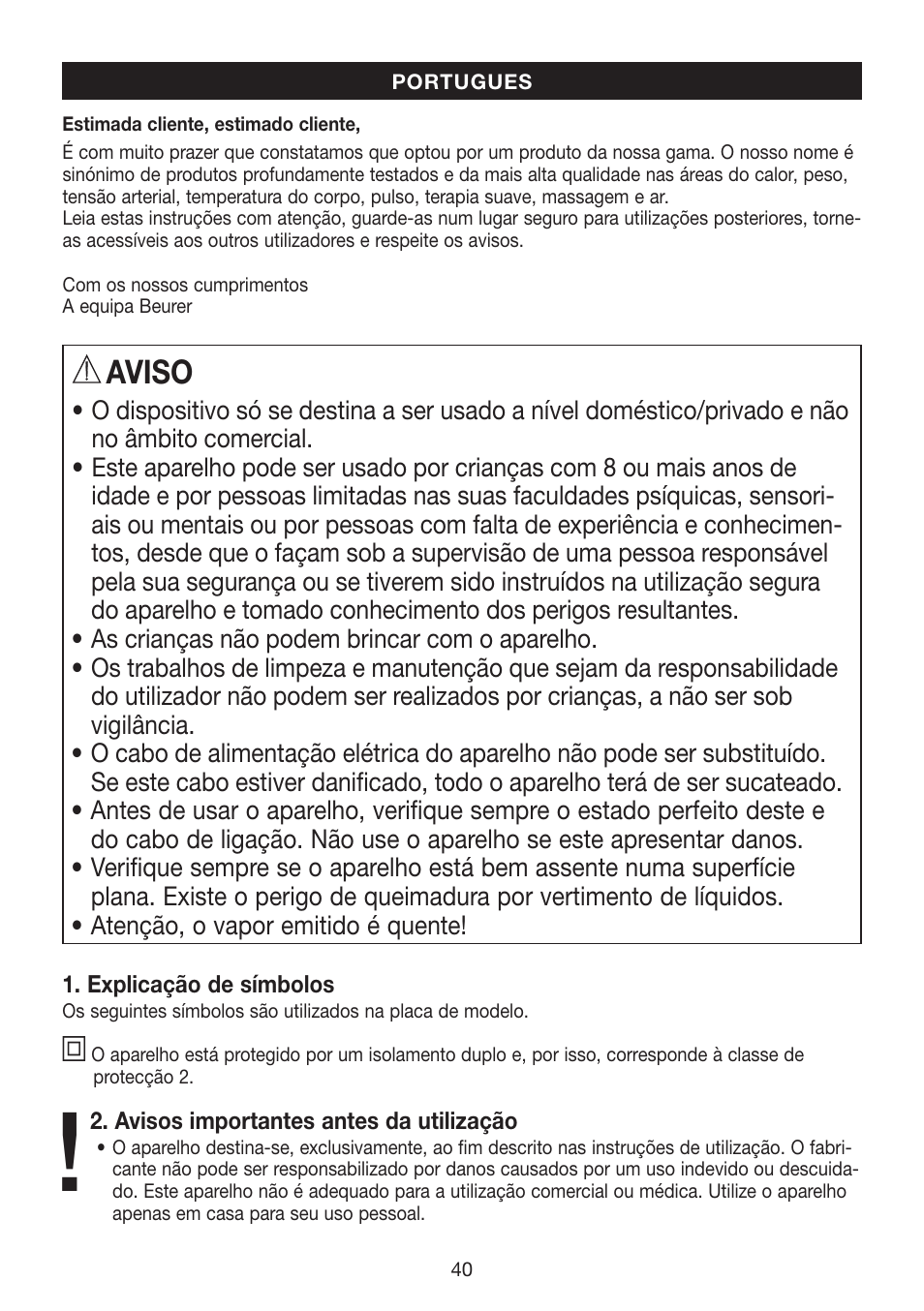 Aviso | Beurer FS 50 User Manual | Page 40 / 48