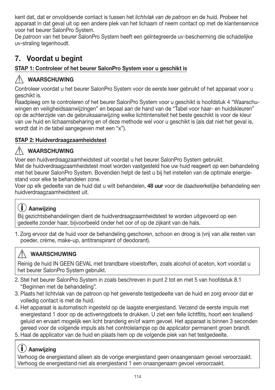 Voordat u begint | Beurer IPL 10000+ User Manual | Page 114 / 128