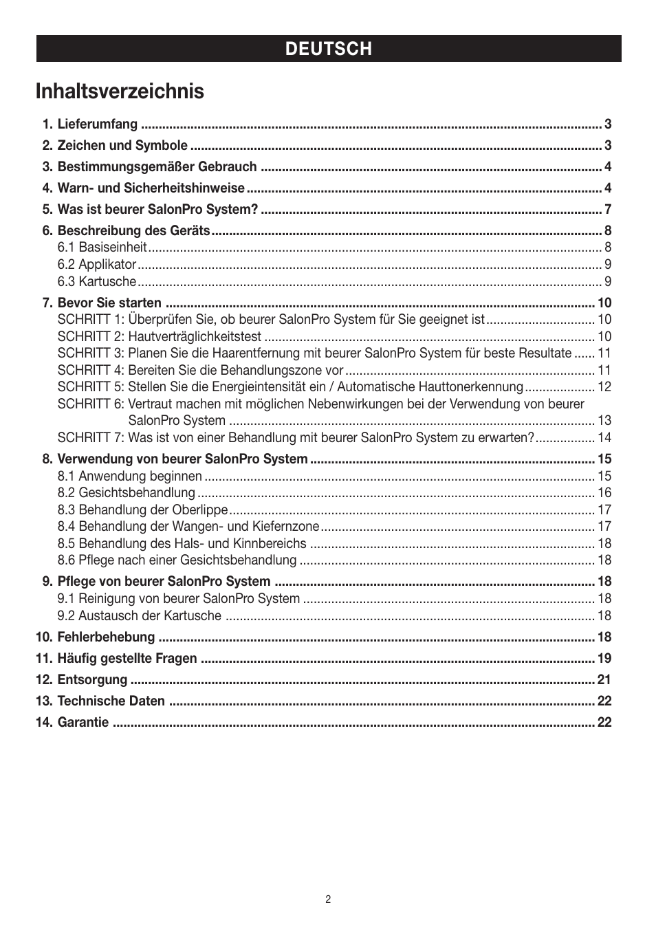 Beurer IPL 10000+ User Manual | Page 2 / 128