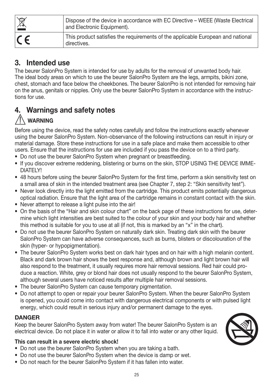 Intended use | Beurer IPL 10000+ User Manual | Page 25 / 128