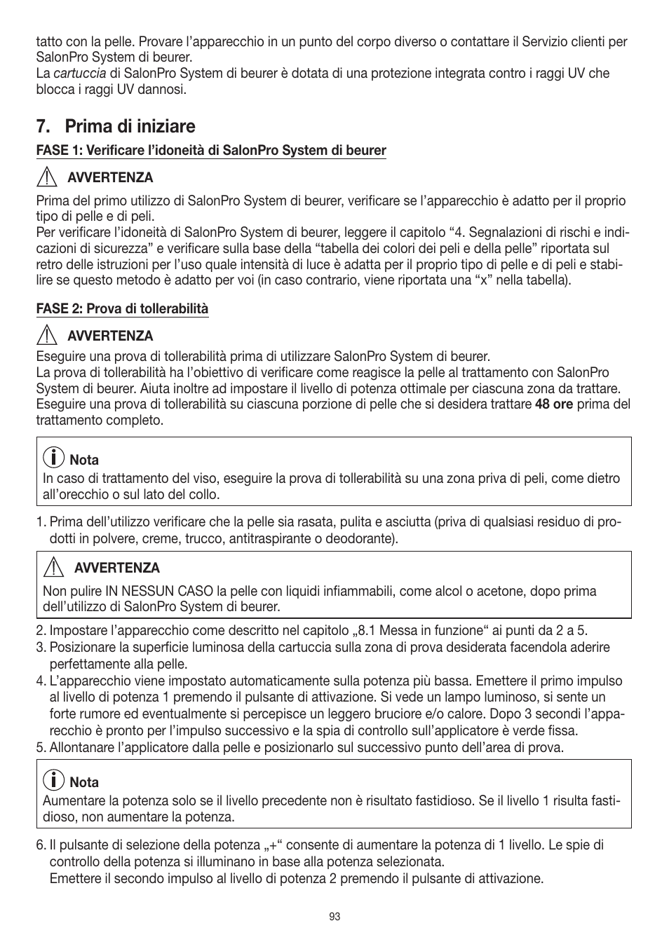 Prima di iniziare | Beurer IPL 10000+ User Manual | Page 93 / 128