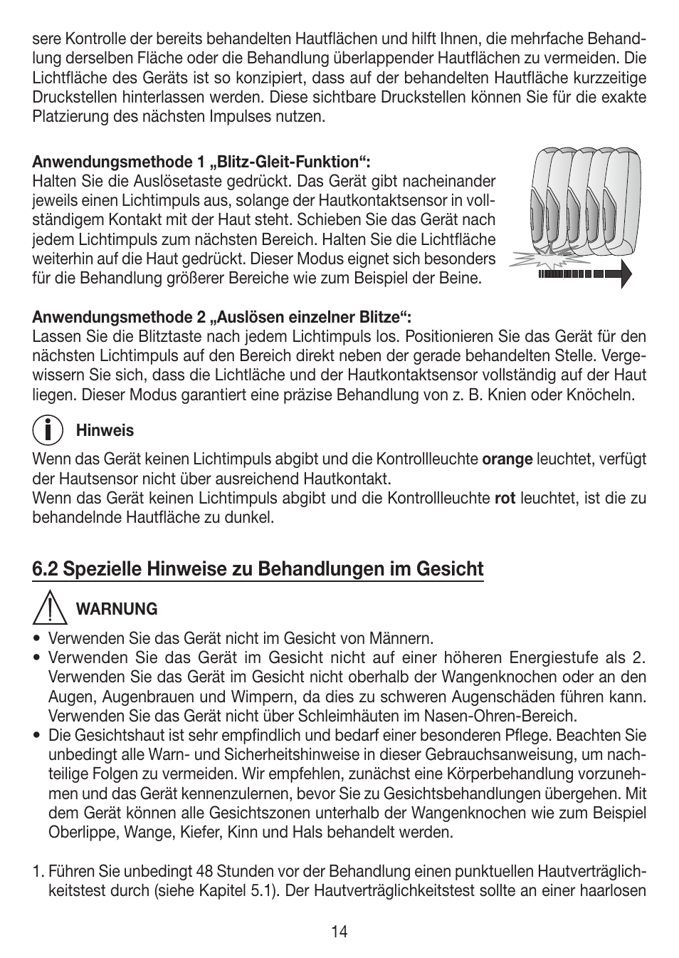 2 spezielle hinweise zu behandlungen im gesicht | Beurer IPL 7000 User Manual | Page 14 / 124