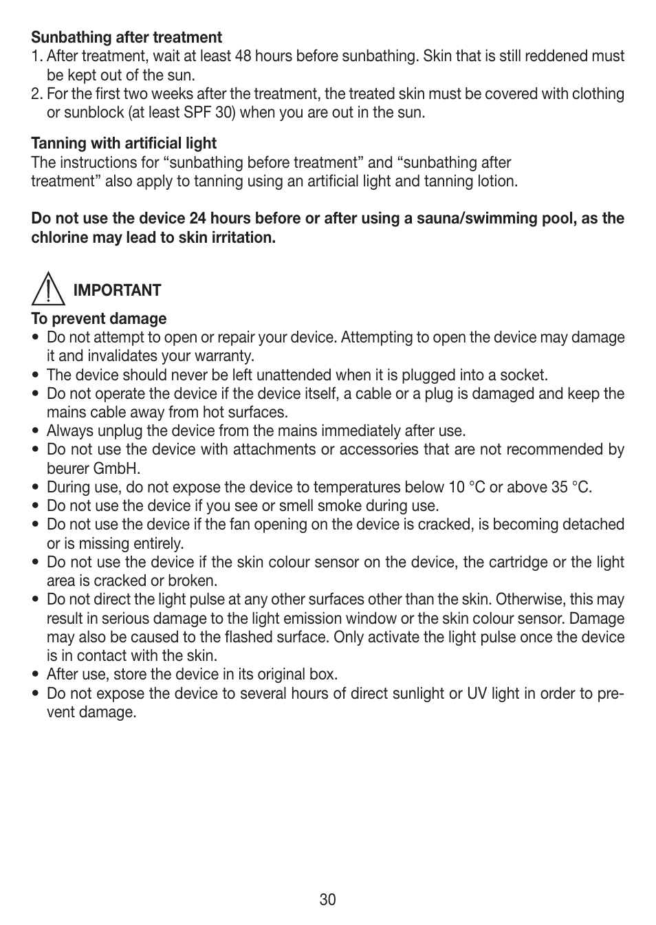 Beurer IPL 7000 User Manual | Page 30 / 124