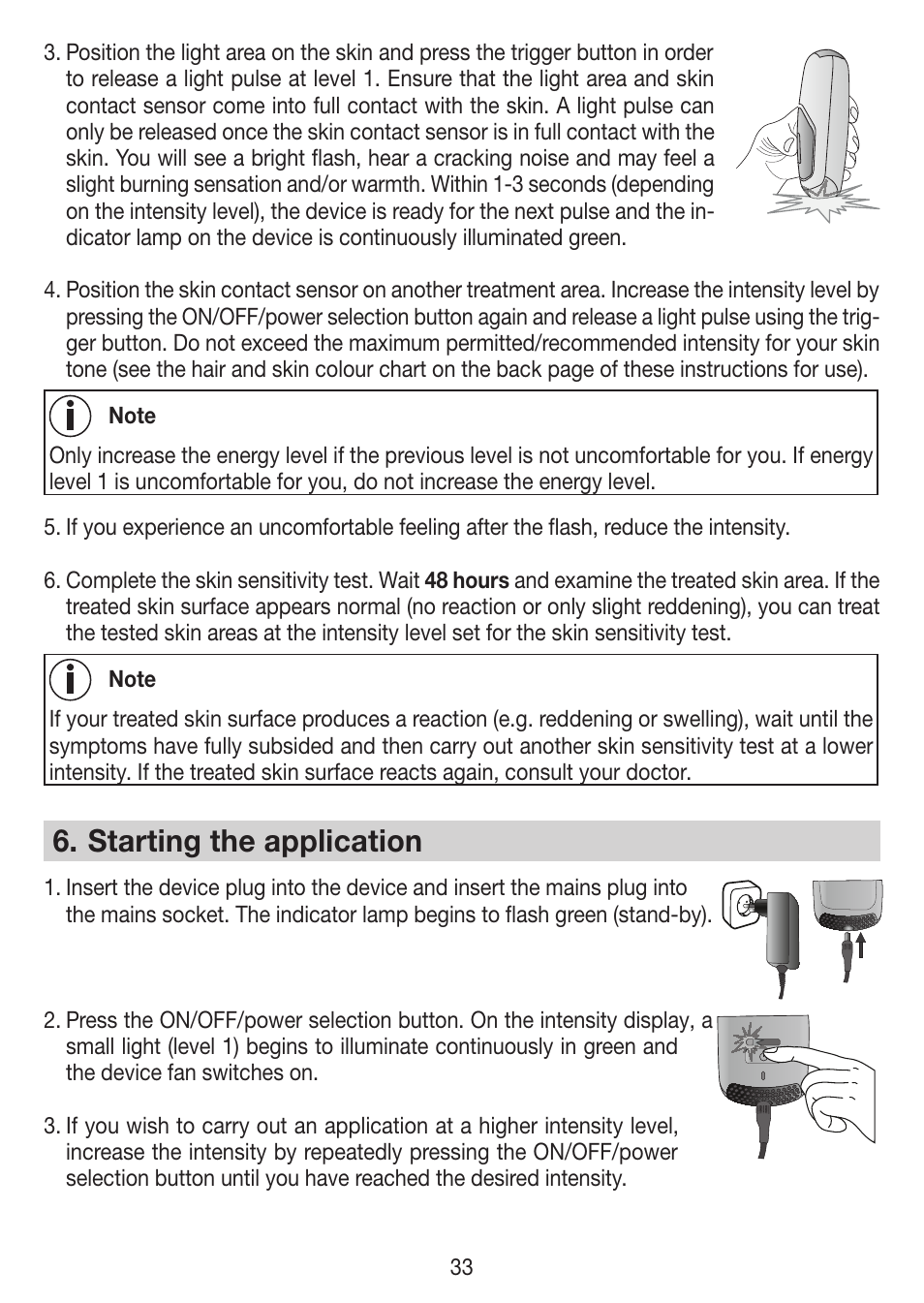 Starting the application | Beurer IPL 7000 User Manual | Page 33 / 124