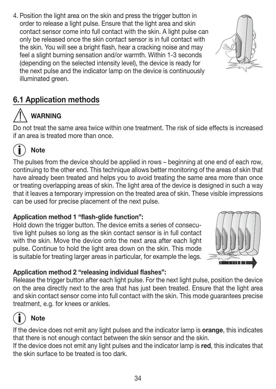 1 application methods | Beurer IPL 7000 User Manual | Page 34 / 124