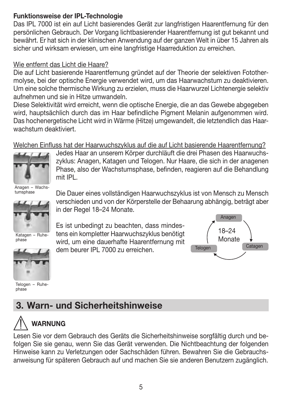 Warn- und sicherheitshinweise | Beurer IPL 7000 User Manual | Page 5 / 124