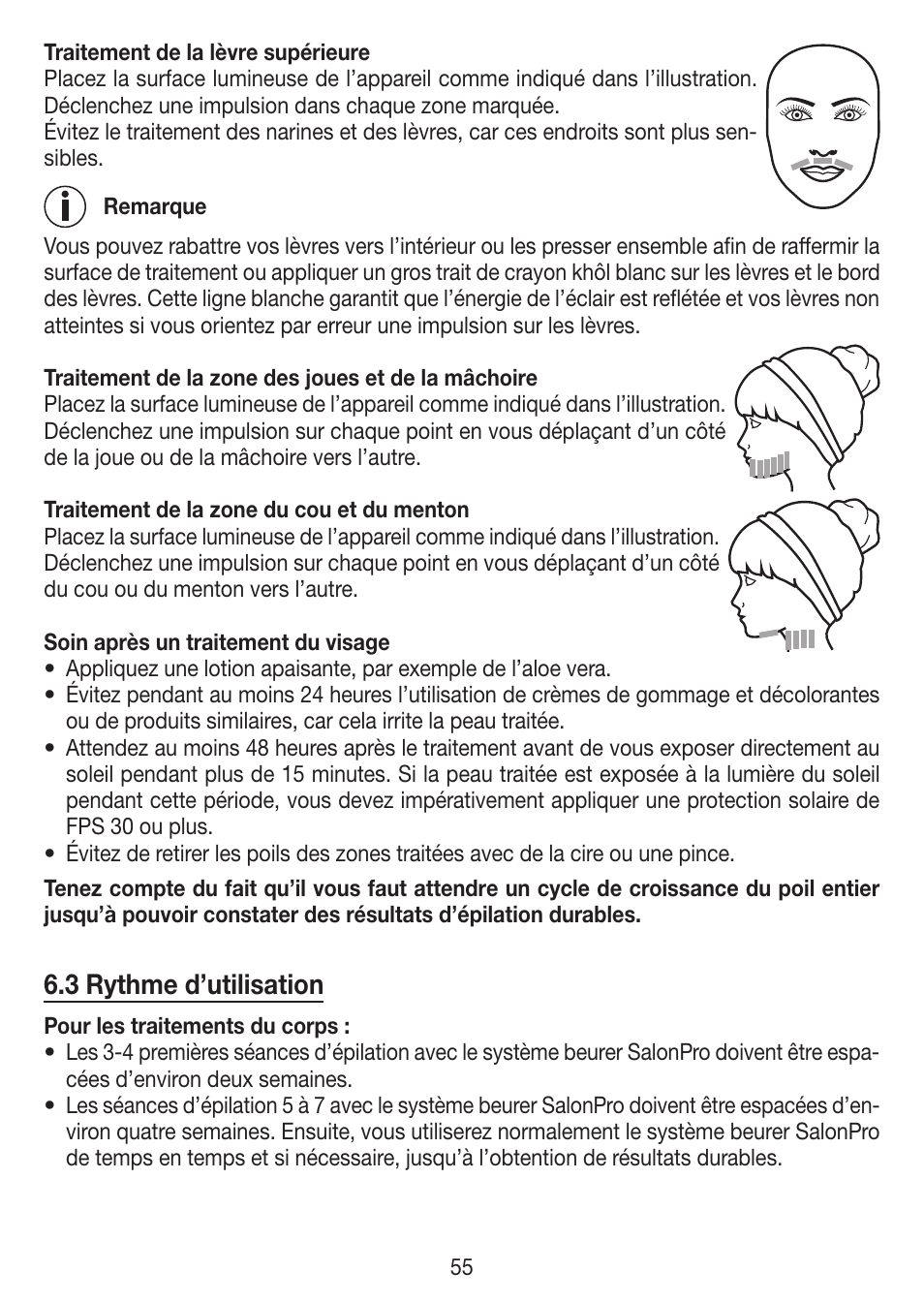 3 rythme d’utilisation | Beurer IPL 7000 User Manual | Page 55 / 124