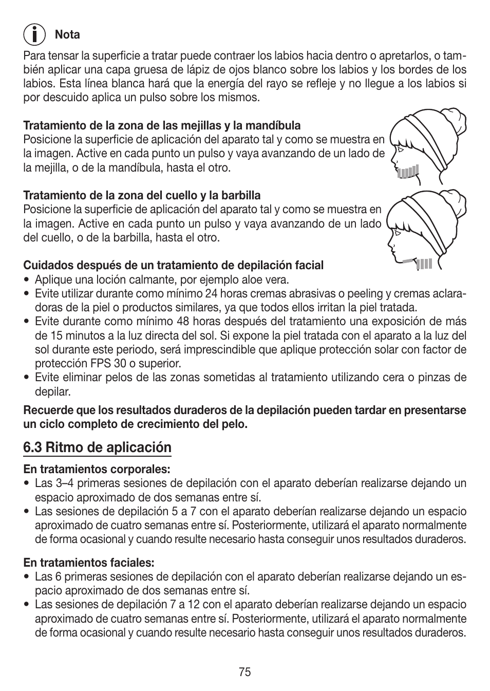 3 ritmo de aplicación | Beurer IPL 7000 User Manual | Page 75 / 124