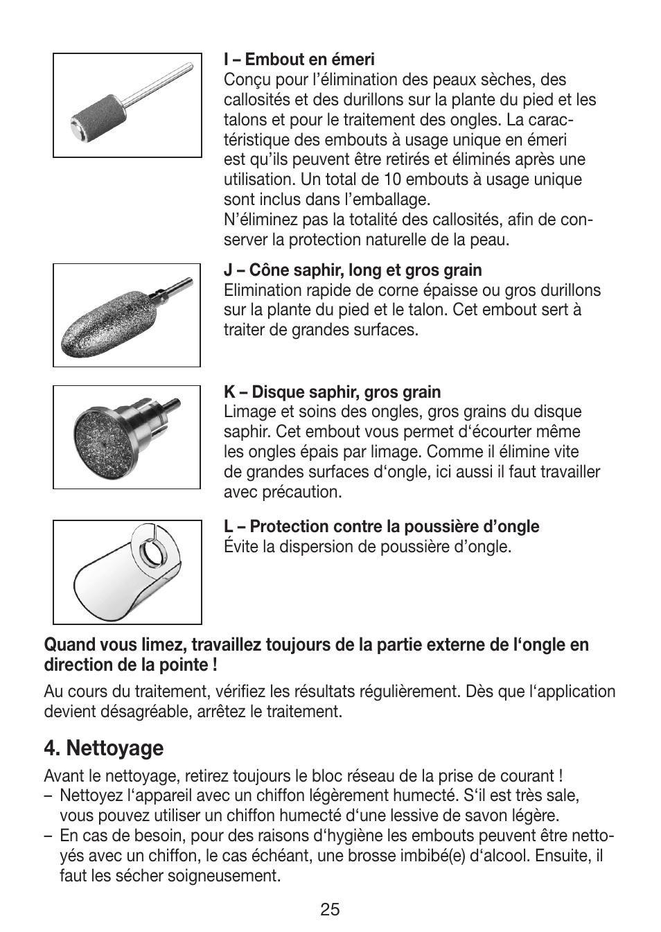 Nettoyage | Beurer MP 62 User Manual | Page 25 / 96