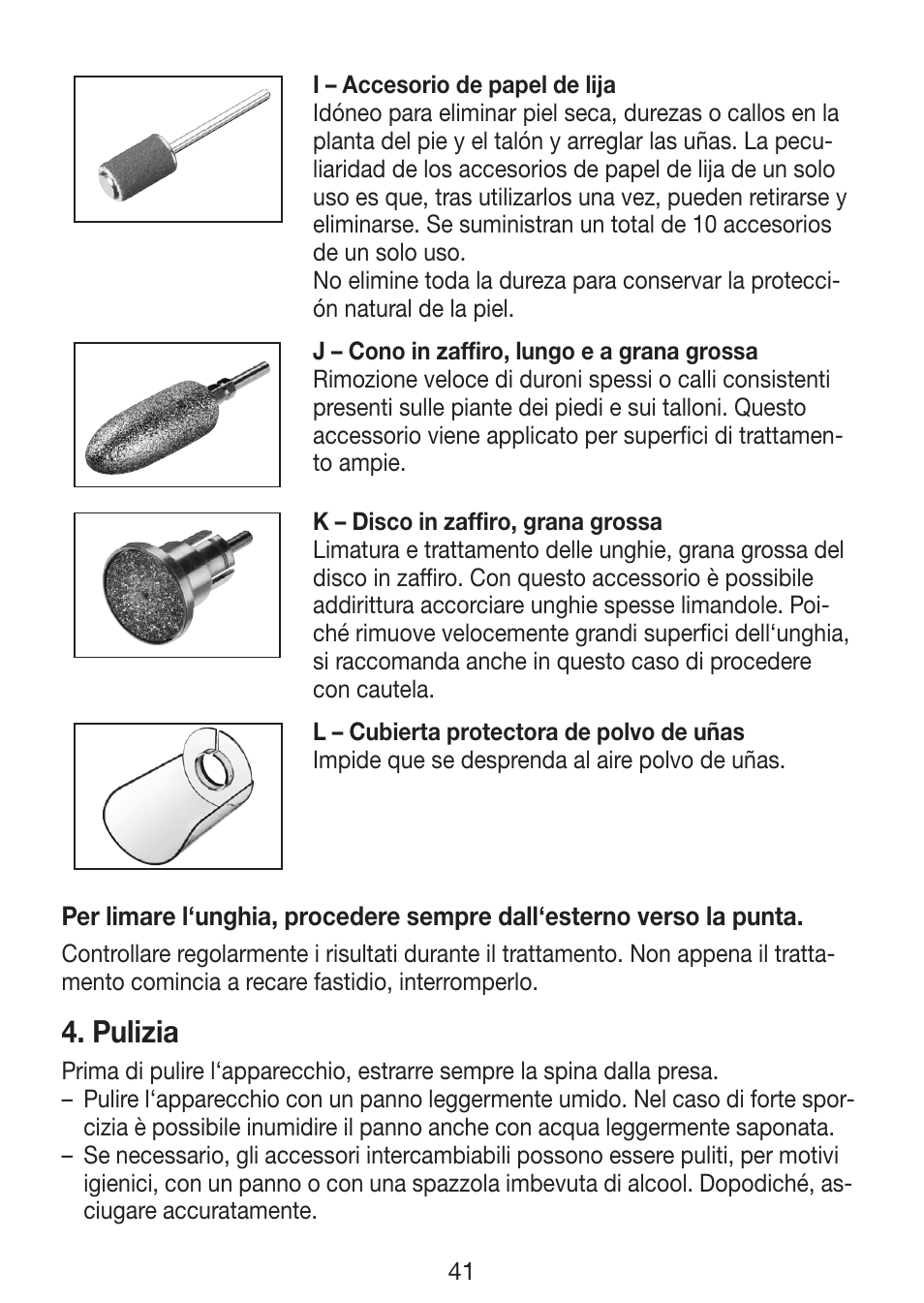 Pulizia | Beurer MP 62 User Manual | Page 41 / 96